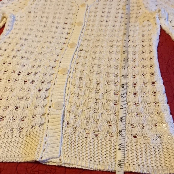 Coldwater Creek pointelle cardigan, size L (14) - Picture 4 of 11